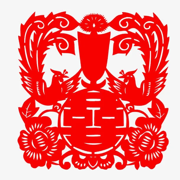 红色剪纸喜庆图案免抠