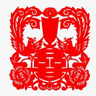 红色剪纸喜庆图案免抠