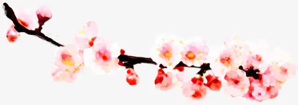 高清中秋节桃花树枝免抠