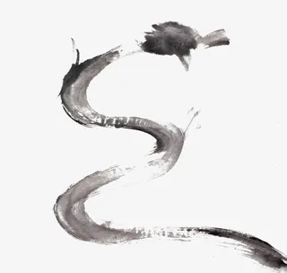 黑色水墨曲线龙免抠