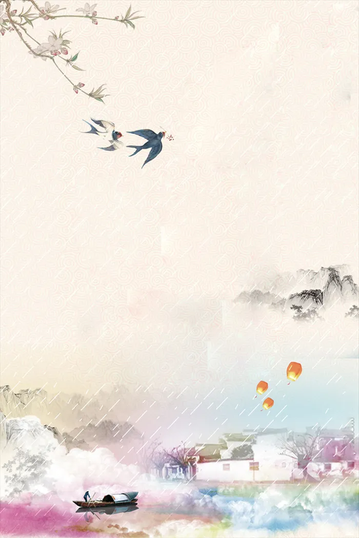 清明飞燕游船背景素材高清