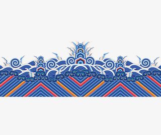 蓝色江崖海水纹免抠