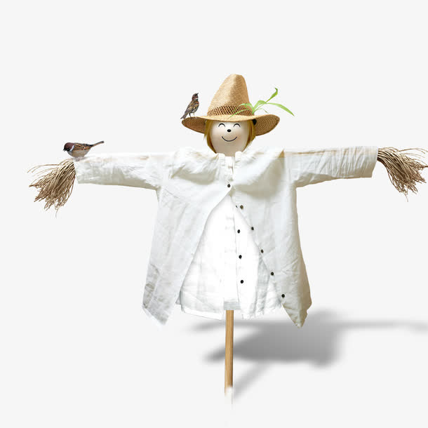 稻草人上的小鸟免抠
