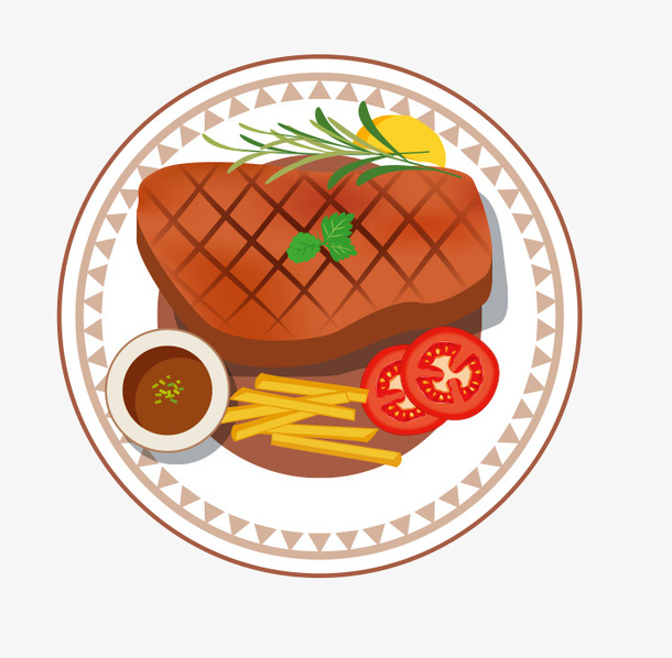 免抠卡通手绘牛排美食免抠