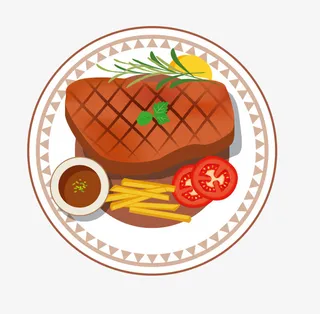 免抠卡通手绘牛排美食免抠