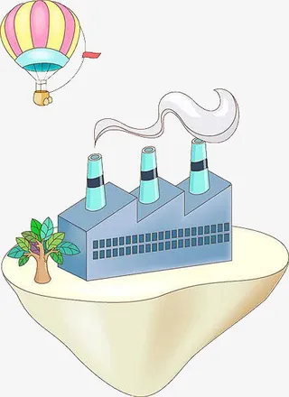 建筑物上的热气球免抠