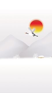 简约太阳白鹤H5背景高清