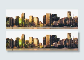 金色，江景，海滩，底部装饰免抠