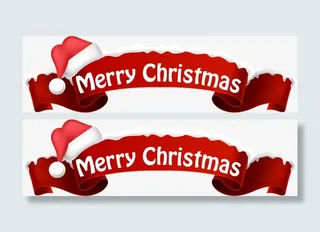 圣诞节红色标题条幅免抠