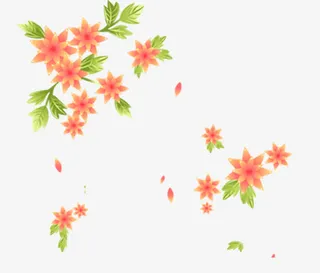 手绘开满花花瓣飞扬免抠
