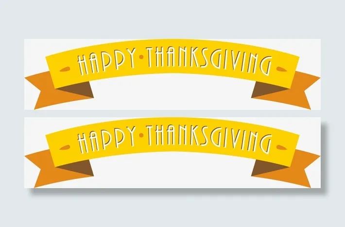 黄色感恩节横幅免抠