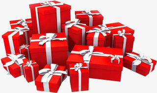 手绘红色礼盒元旦装饰免抠