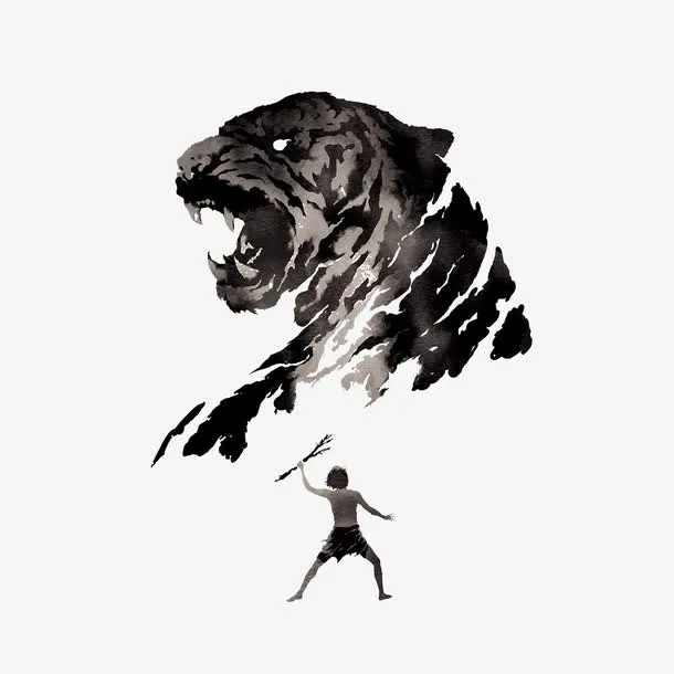 墨画武松打虎免抠