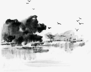 水墨画中国风茶叶绿叶包装设计免抠