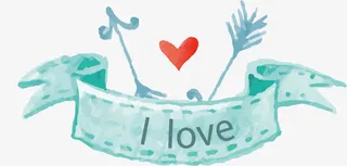 矢量手绘水彩结婚素材标签免抠