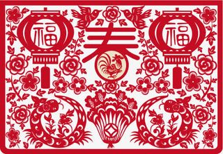 鸡年春节剪纸免抠