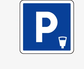 蓝色警示牌免抠