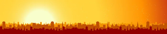 橙色城市剪影banner背景高清