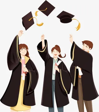 毕业季学生扔学士帽人物群像免抠