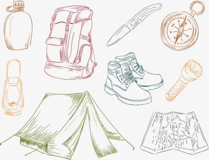 矢量手绘户外野营免抠