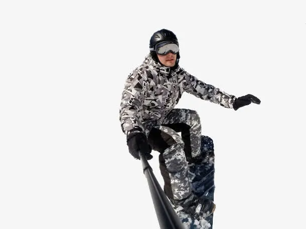 雪地滑板自拍免抠