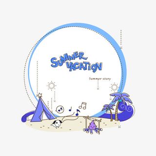 夏日卡通圆形背景板矢量图