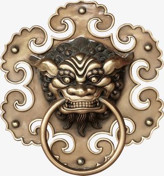 古老中国风古铜门环免抠