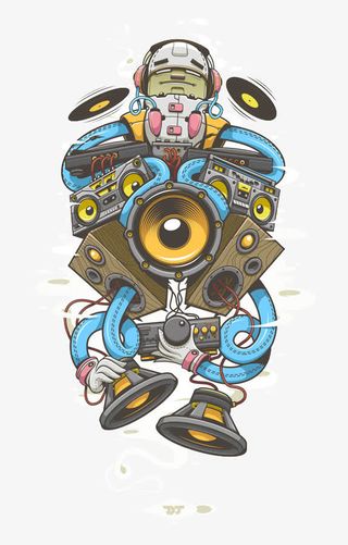 音乐摇滚印花涂鸦免抠