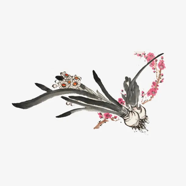 国画水仙花免抠