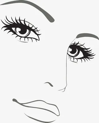手绘美女脸部矢量简笔画免抠