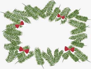 绿色松树枝圣诞边框免抠