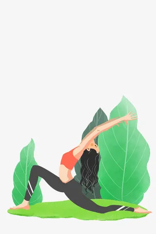 瑜伽卡通女孩免抠