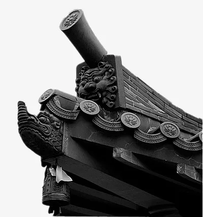 黑白古建筑角檐免抠