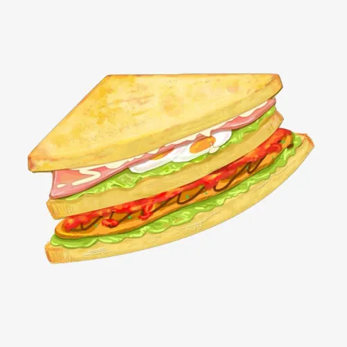 三明治手绘画素材图片免抠