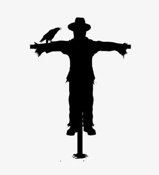 黑色稻草人免抠