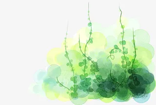 春季绿色藤蔓墨迹免抠