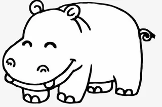 手绘的简笔画河马免抠