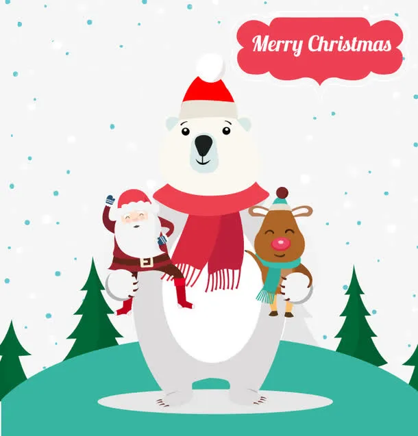 圣诞节北极熊免抠