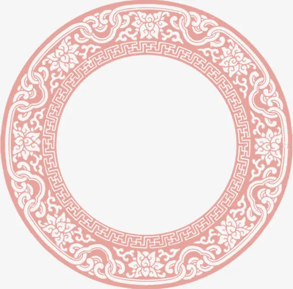 红色中国风圆圈边框纹理免抠