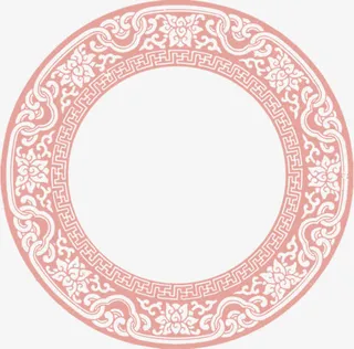 红色中国风圆圈边框纹理免抠