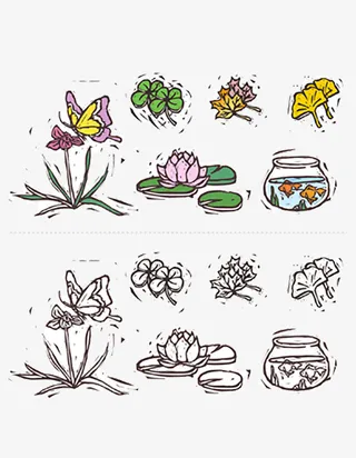 手绘卡通图标免抠