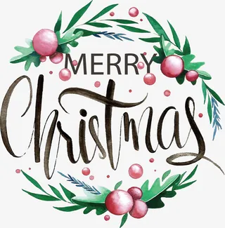 手绘水彩树枝圣诞快乐免抠