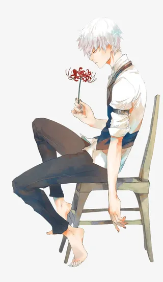 卡通立绘拿着彼岸花男孩免抠