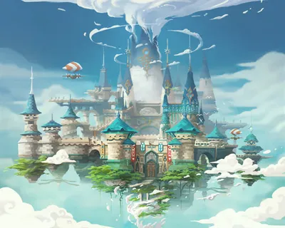 天空之城卡通城堡免抠