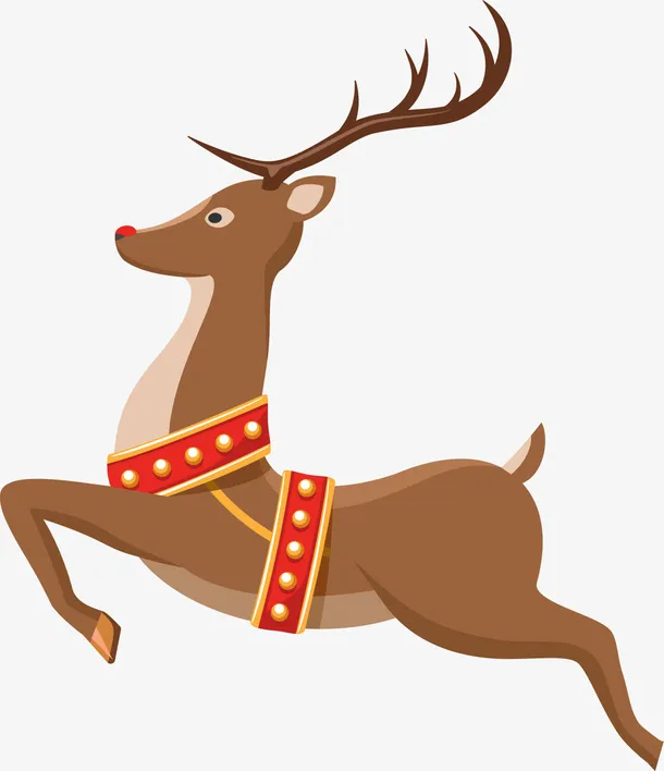 褐色卡通圣诞麋鹿免抠
