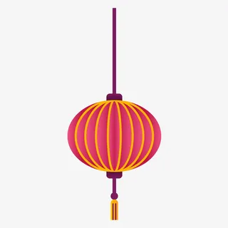 手绘卡通红色灯笼免抠