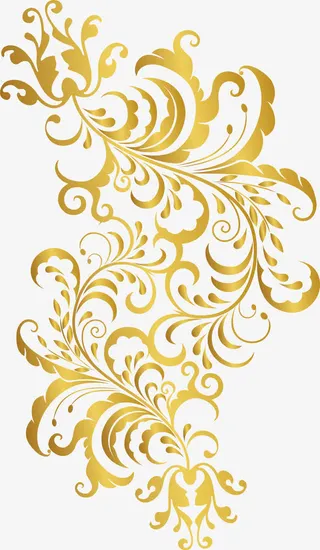 金色简约树藤免抠