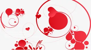 圆圈爱心卡红色大方百搭免抠