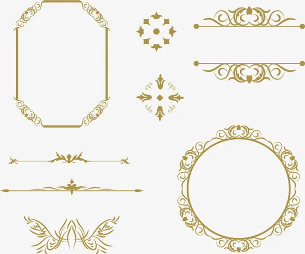 复古欧式花边分隔栏免抠装饰花纹元素