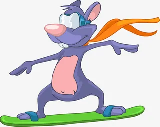 戴围巾滑雪的兔子免抠